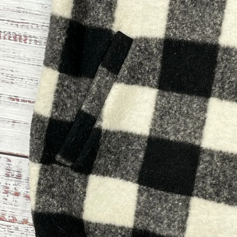 Vtg Kerrits Fleece Vest Zip Riding Equestrian Buffalo Check Black White Med USA